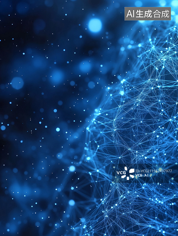 【AI数字艺术】蓝色网络连接背景图片素材