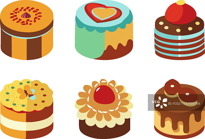 不同美味蛋糕组合 生日蛋糕图标图片素材