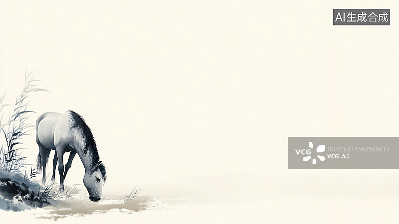 【AI数字艺术】水墨画左下图片素材