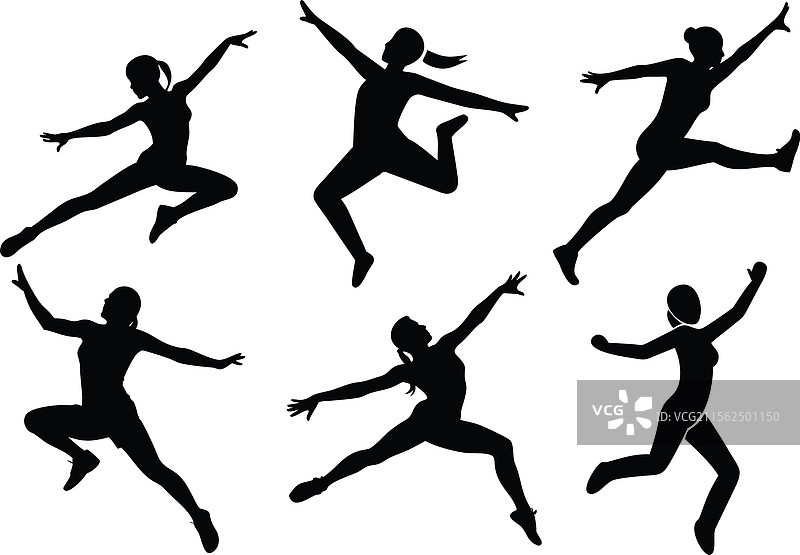 跳舞者在运动中的剪影图片素材