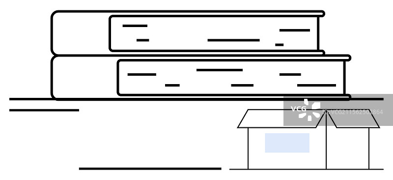 极简设计的书籍堆叠与打开的盒子图片素材