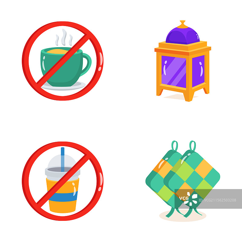 斋月禁忌物品：咖啡、饮料和食物图片素材