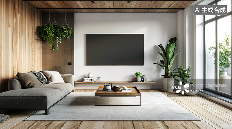 【AI数字艺术】现代欧式温馨的客厅室内样板间图片素材
