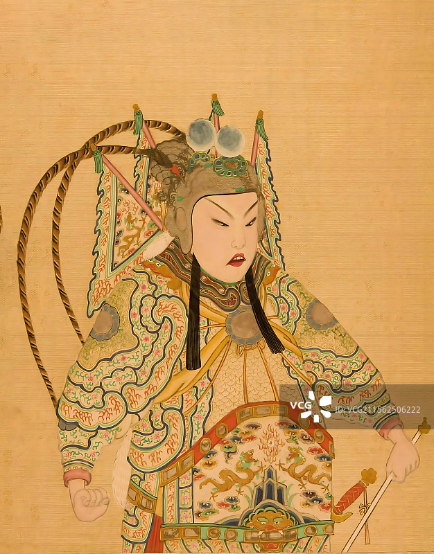 绘画插图，中国戏曲人物，武生，脸谱，服装图片素材