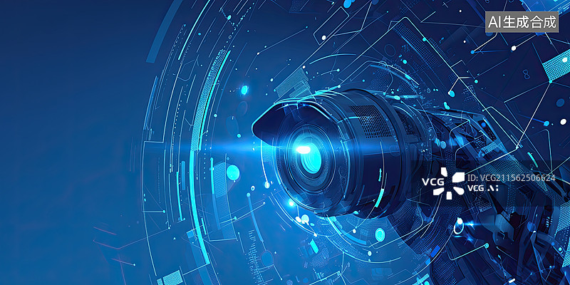 【AI数字艺术】网络安全摄像头监控天网插画图片素材