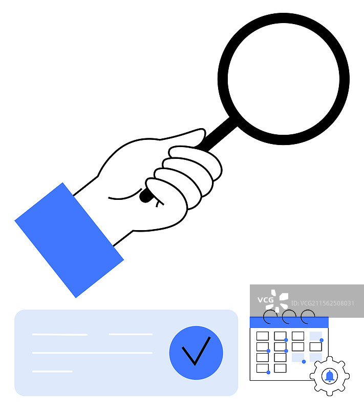 手握放大镜查看文件图片素材