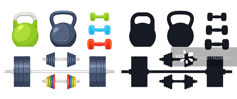 黑色哑铃和杠铃的配重图片素材