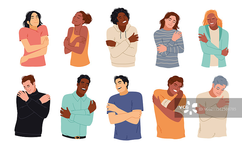 自爱的人们，男女相拥。图片素材