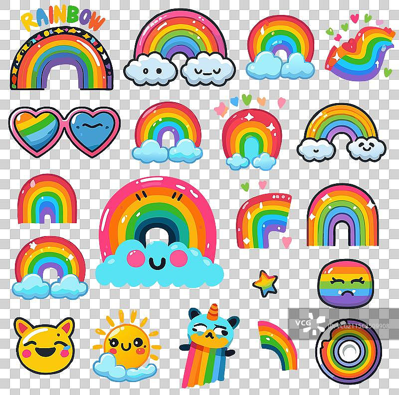 可爱的彩虹与云朵组合图片素材