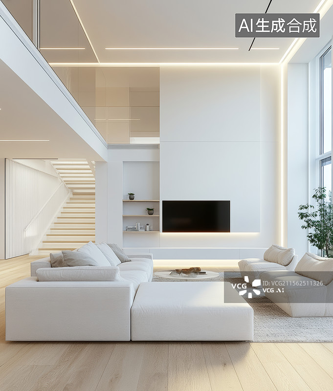 【AI数字艺术】现代简约风格客厅图片素材