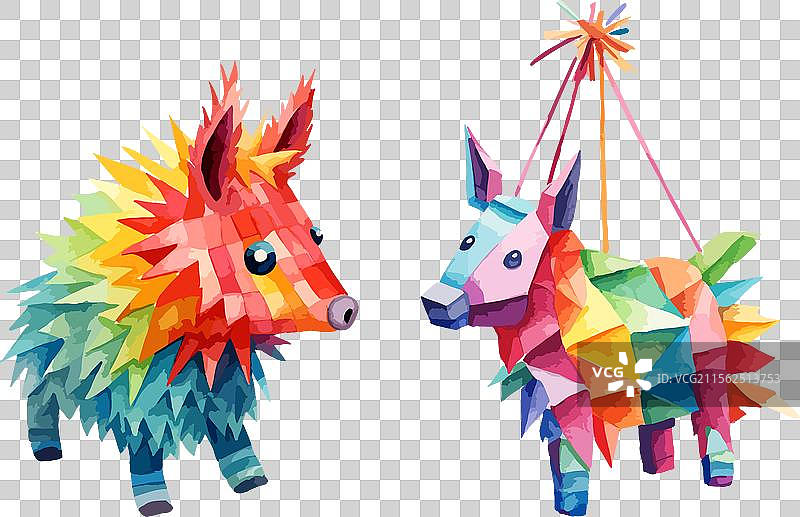 五彩纸扎的皮纳塔剪贴画图片素材