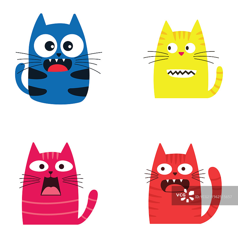 一组色彩斑斓、可爱顽皮的猫咪动物图片素材