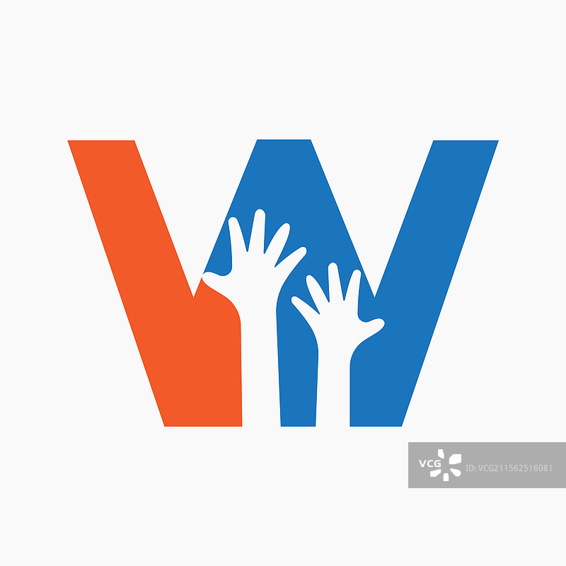 带有初始字母W的慈善logo设计概念图片素材