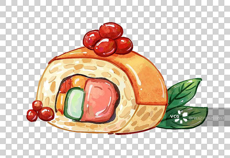 手绘水彩芝士鱼子酱寿司免抠元素图片素材