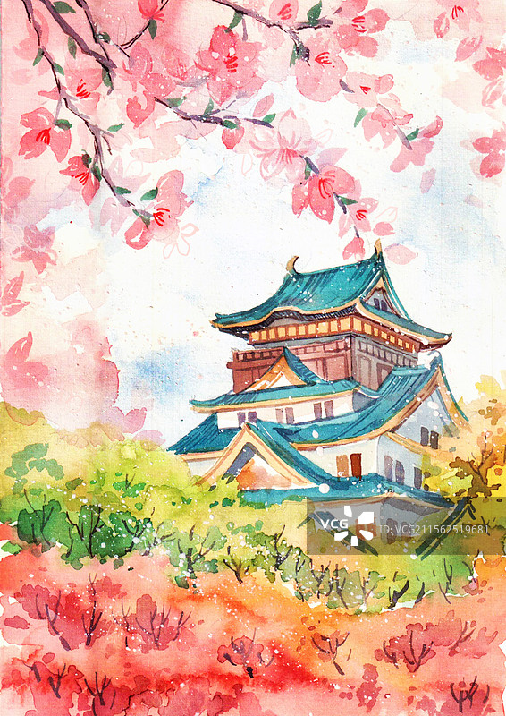 和风风景插画图片素材