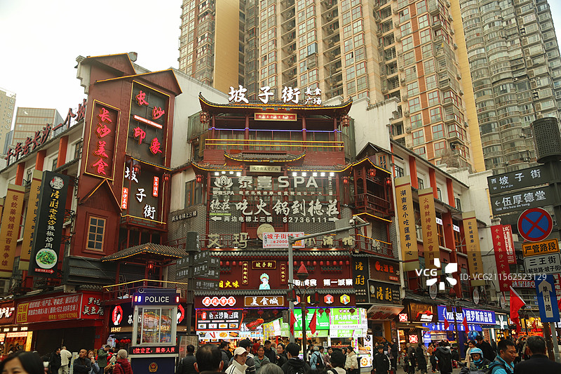 长沙橘子洲和五一广场黄兴南路商业街图片素材