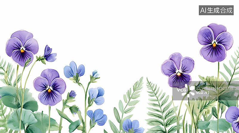 【AI数字艺术】水彩花卉边框图片素材