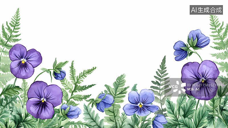 【AI数字艺术】水彩花卉边框图片素材