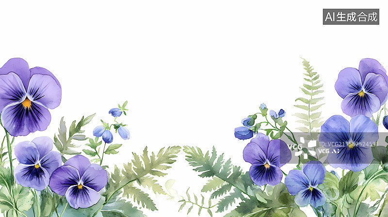 【AI数字艺术】水彩花卉边框图片素材