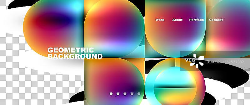 几何抽象玻璃效果，带有圆形和图片素材