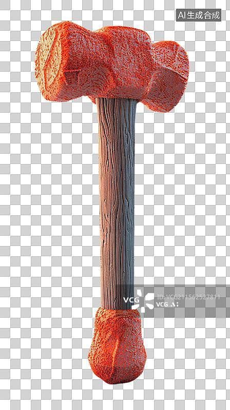 【AI数字艺术】毛毡风格下的一个卡通木锤  木制榔头锤子图片素材