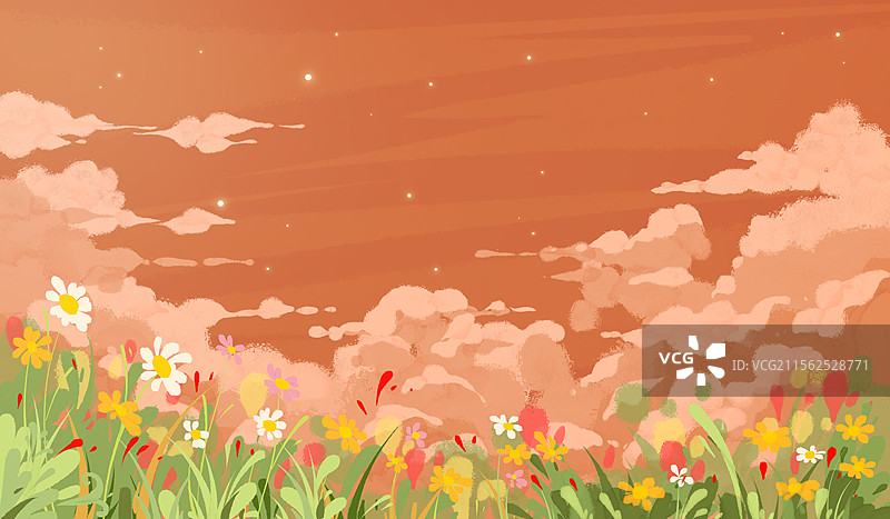 花丛自然插画图片素材