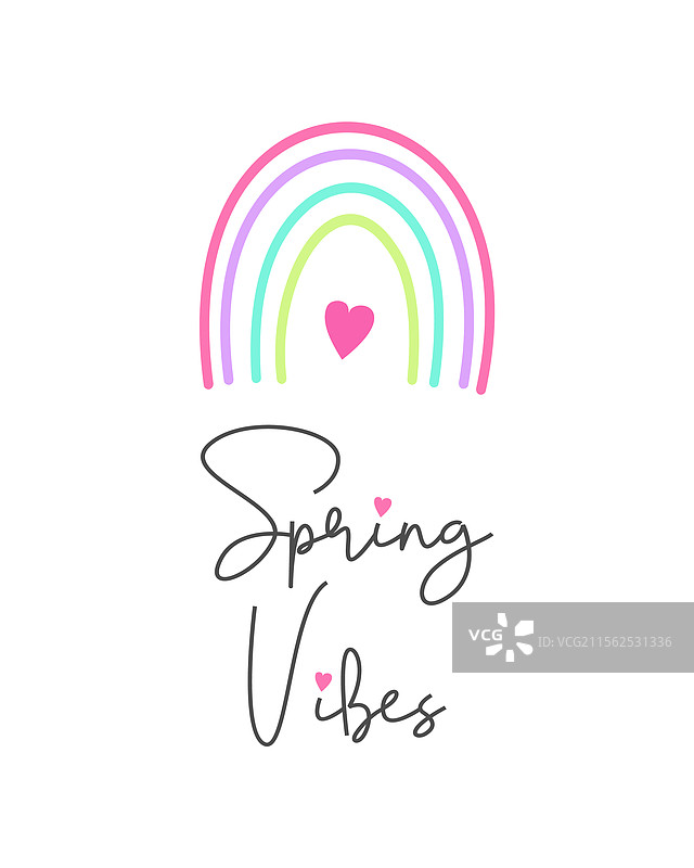 春天的氛围卡片，彩虹与心形，春季心情图片素材