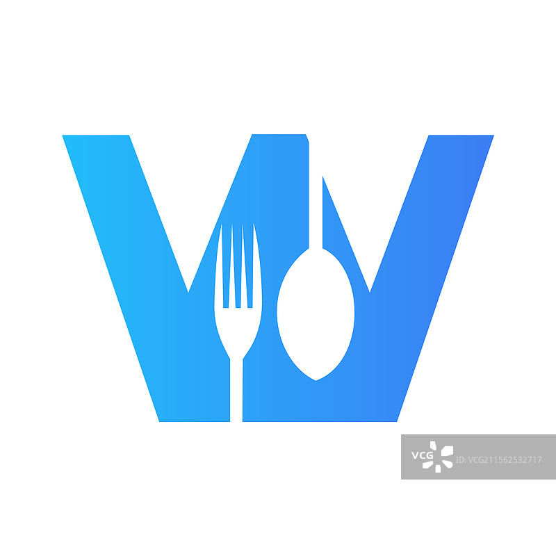 字母W的餐厅标志设计概念图片素材