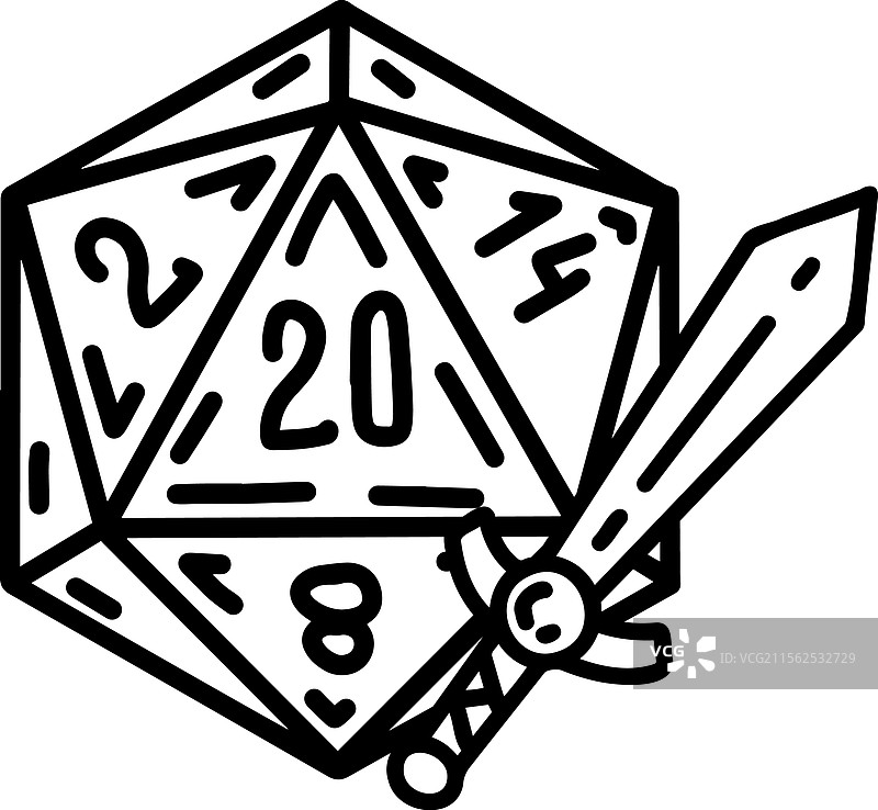 带有剑和盾的DND骰子图片素材