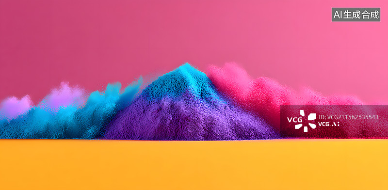 【AI数字艺术】抽象彩色粉尘爆炸的粉末飞溅背景图片素材