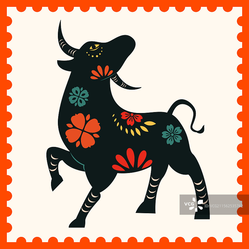 国风十二生肖彩色邮票剪纸矢量插画图片素材