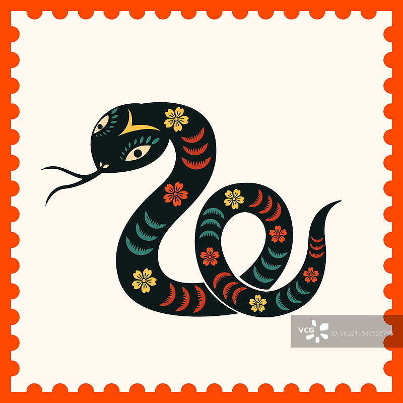 国风十二生肖彩色邮票剪纸矢量插画图片素材