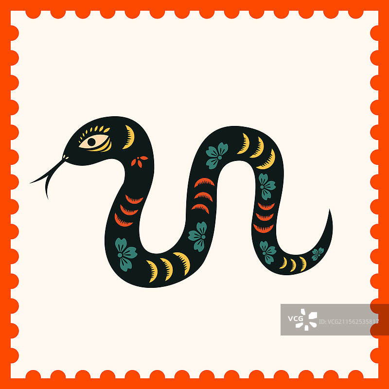 国风十二生肖彩色邮票剪纸矢量插画图片素材