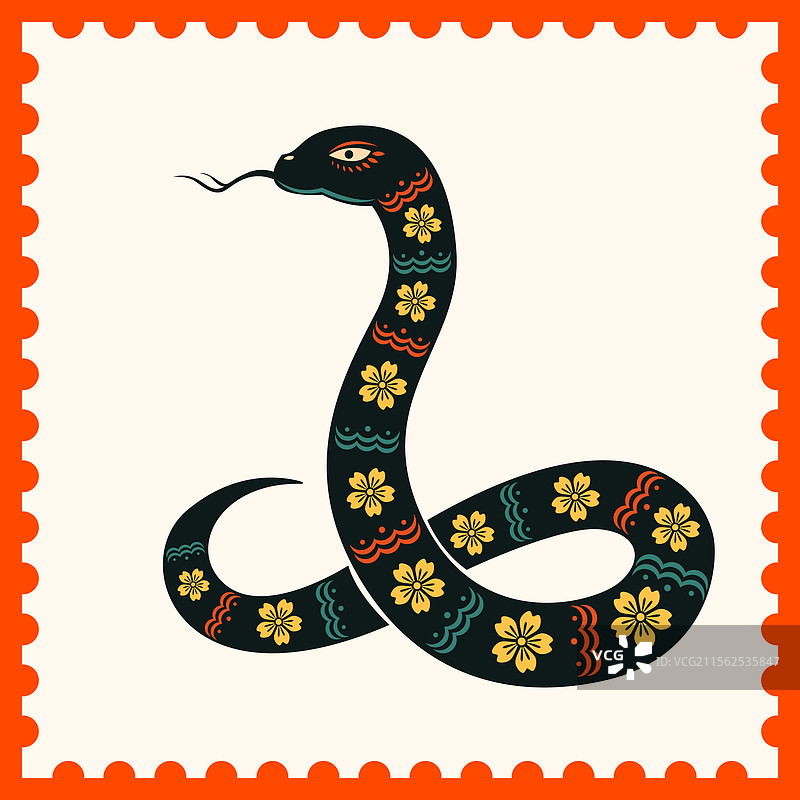 国风十二生肖彩色邮票剪纸矢量插画图片素材