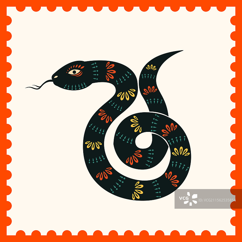 国风十二生肖彩色邮票剪纸矢量插画图片素材