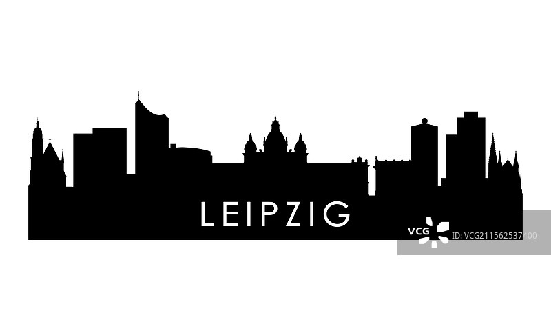 莱比锡天际线剪影 黑色莱比锡城市图片素材