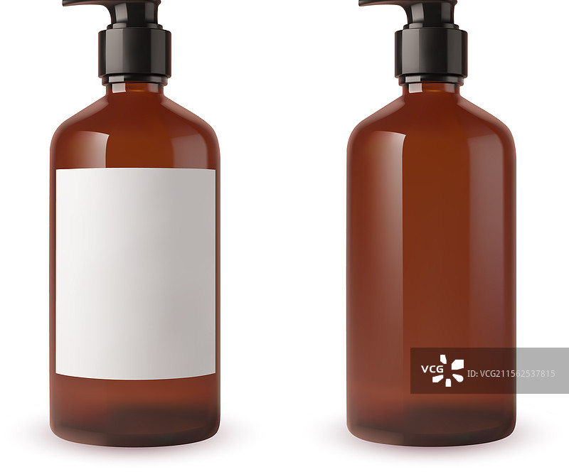 带空白标签的琥珀色瓶泵模型图片素材