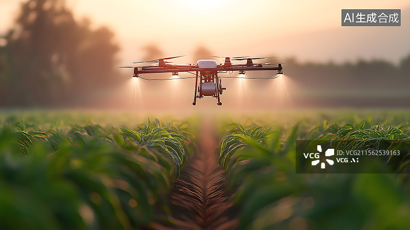 【AI数字艺术】田园晨晖·智护丰年图片素材