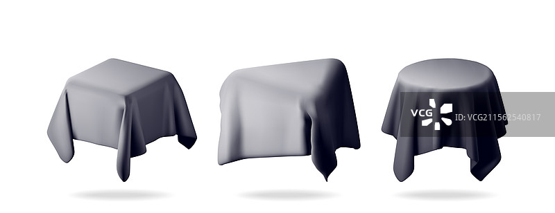 各种形状的带布罩的3D桌子图片素材