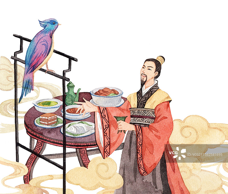 鲁王养鸟图片素材