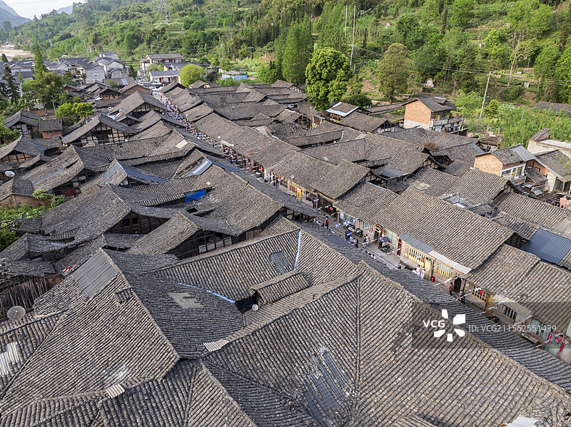 四川荥经茶马古道新添驿站古镇长街宴图片素材