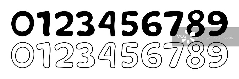 黑白轮廓数字日期集图片素材