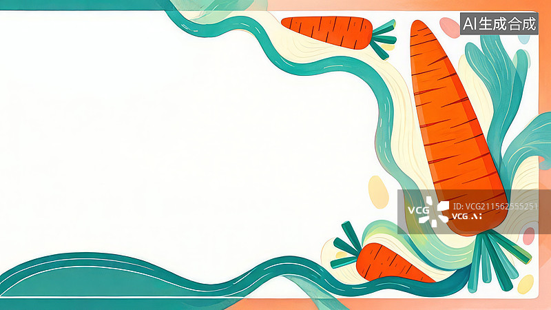 【AI数字艺术】2D卡通居右-胡萝卜插画背景图片素材