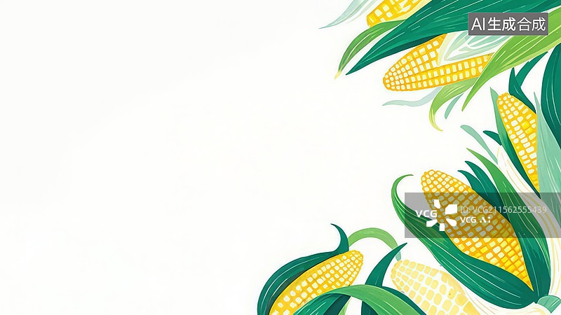 【AI数字艺术】2D卡通居右-玉米穗的插画图片素材