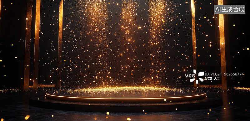 【AI数字艺术】金色舞台梦幻场景图片素材