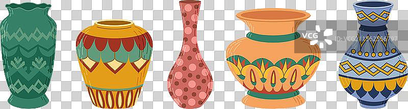 彩色陶瓷花瓶套装 古董陶瓷花瓶图片素材