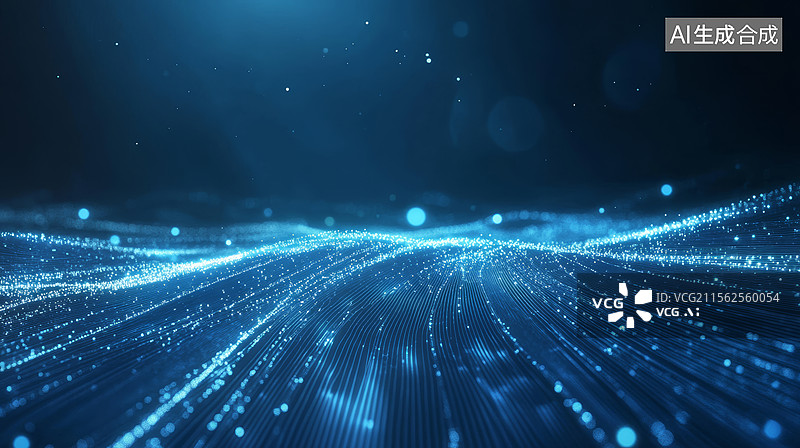 【AI数字艺术】蓝色发光科技线条科技概念背景图片素材