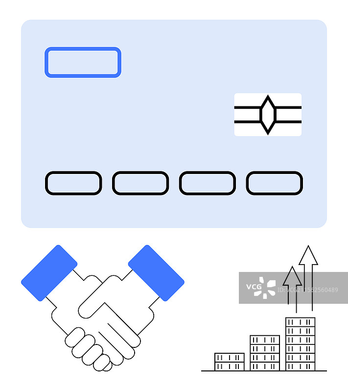 信用卡握手与增长图表图片素材