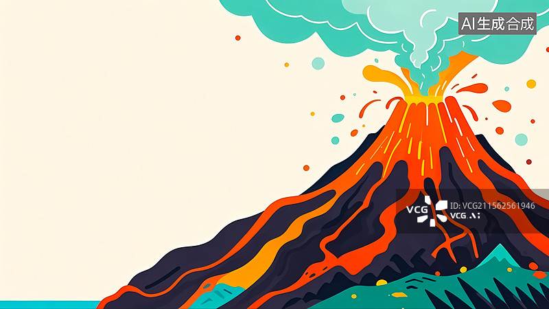 【AI数字艺术】火山喷发插画图片素材