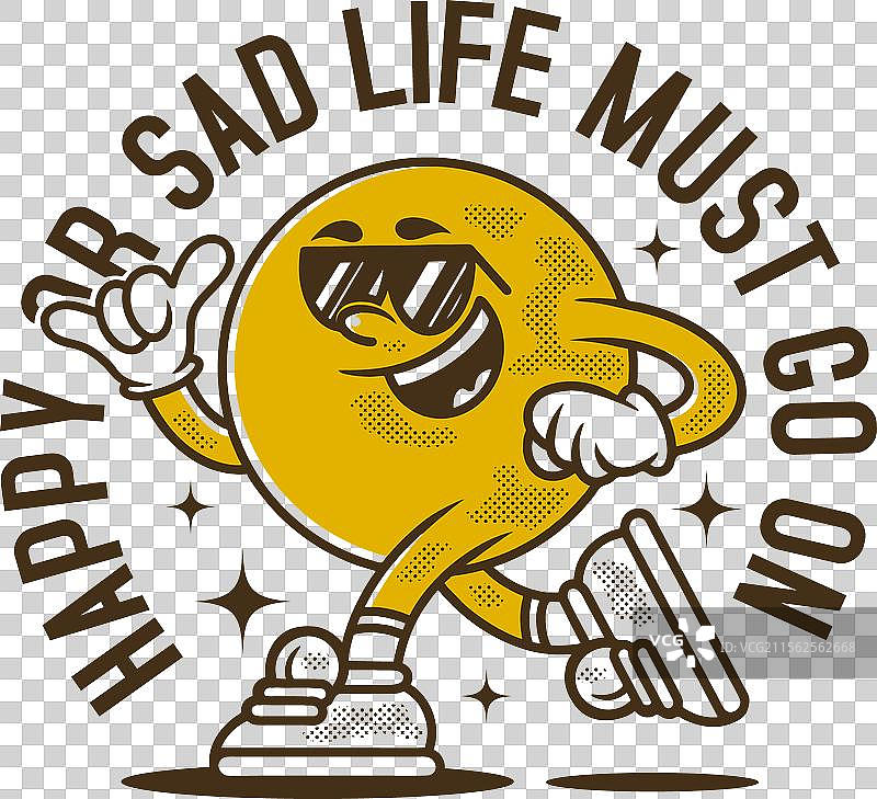 快乐或悲伤，生活仍需继续的吉祥物角色图片素材